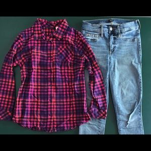 Women’s flannel shirt and jeans